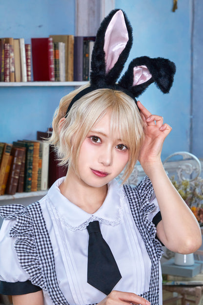 コスプレ 小物 ラビットカチューシャ うさぎ アニマル 動物 仮装 フリーサイズ ホワイト/ピンク/ブラック/グレー【クリアストーン】