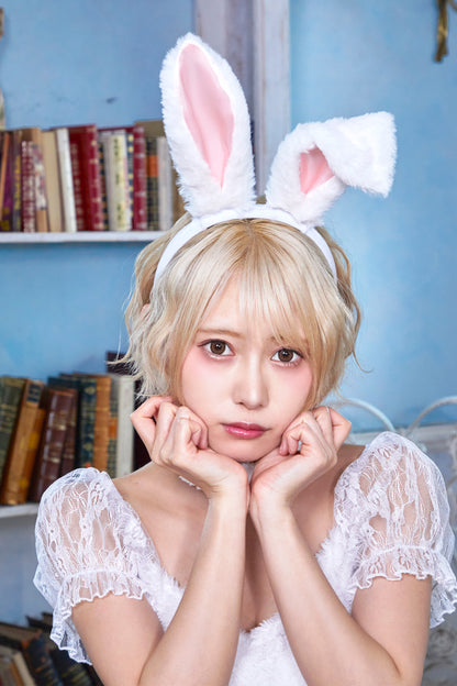 コスプレ 小物 ラビットカチューシャ うさぎ アニマル 動物 仮装 フリーサイズ ホワイト/ピンク/ブラック/グレー【クリアストーン】