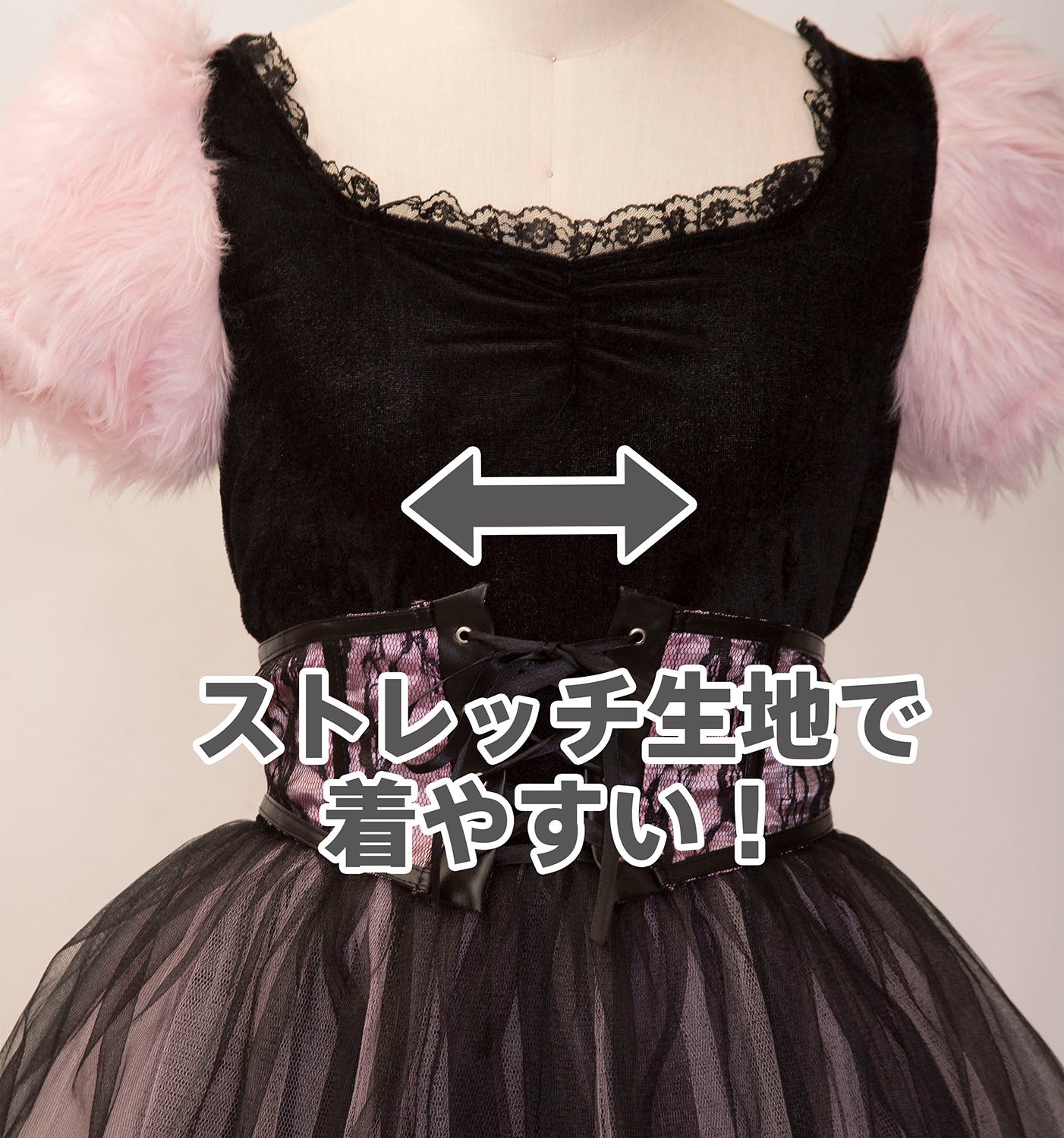 《JamsCollection着用》コスプレ ねこ コケティッシュガーリー ストロベリーキャット/バニラキャット レディース S M L ピンク/ホワイト【クリアストーン】