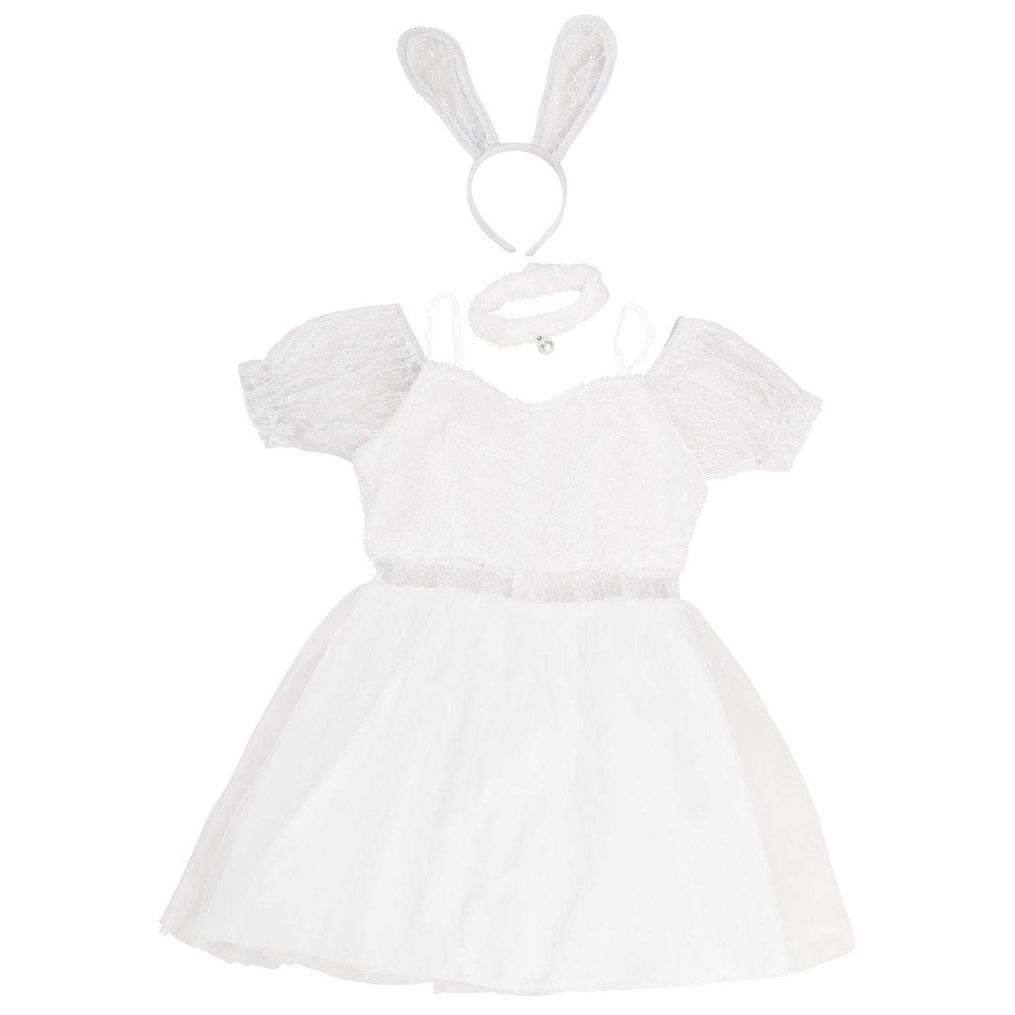 コスプレ うさぎ コケティッシュガーリー ホワイトレースバニー レディース S M L ブラック【クリアストーン】