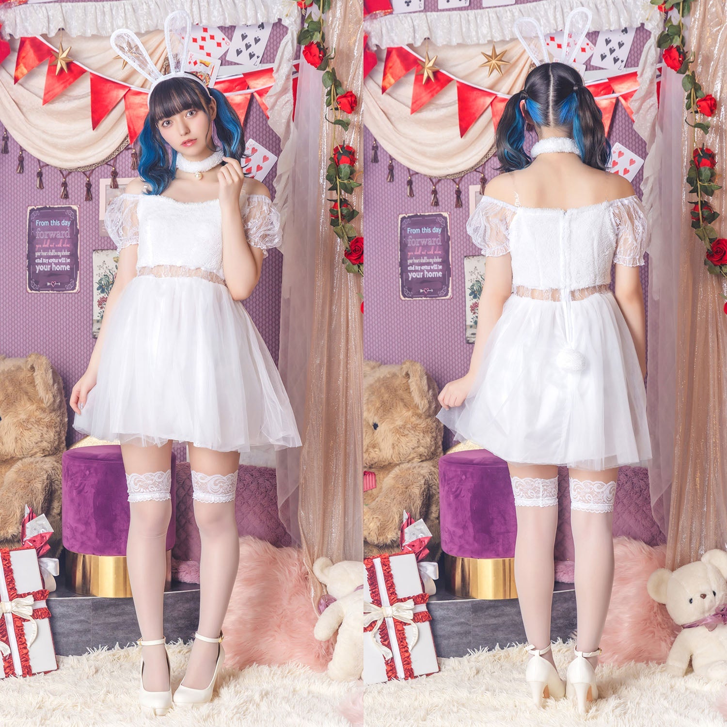 コスプレ うさぎ コケティッシュガーリー ホワイトレースバニー