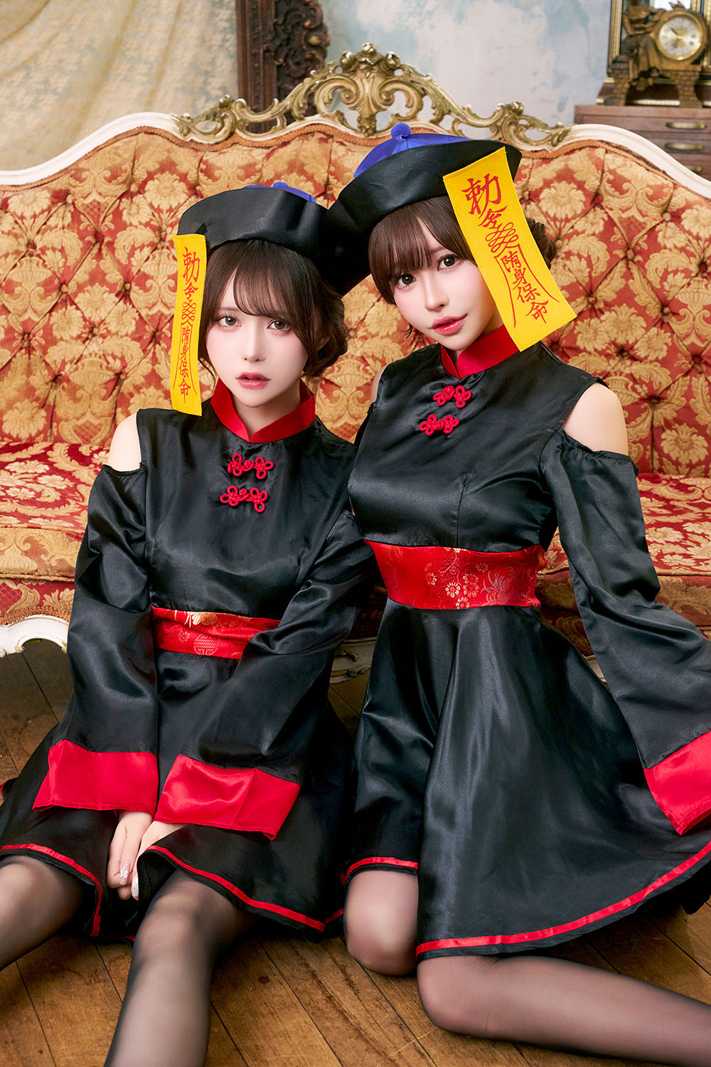 コスプレ キョンシー ハロウィン ルーズスリーブキョンシー レディース フリーサイズ レッド【クリアストーン】♡