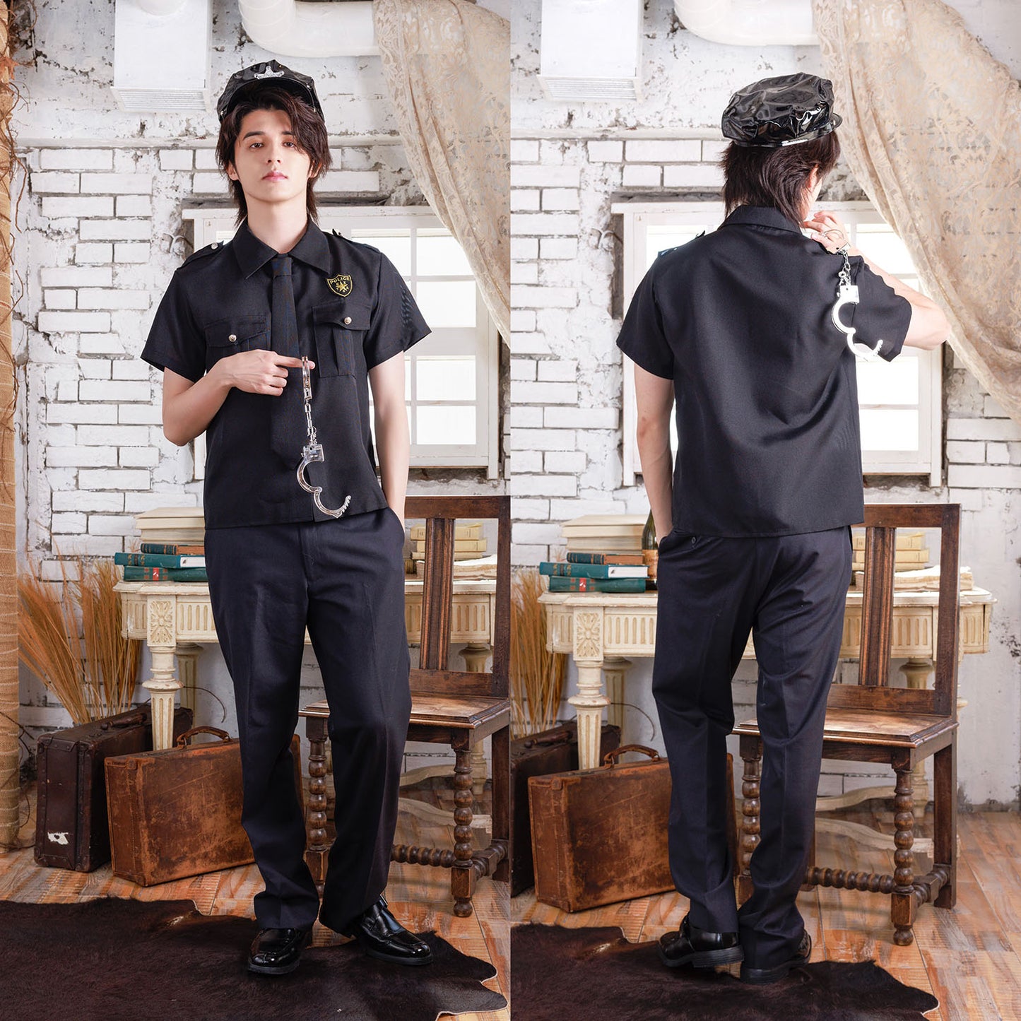 ≪スタンミさん着用≫ コスプレ 仮装 ハロウィン スピードポリス ユニセックス フリーサイズ ブラック 【クリアストーン】