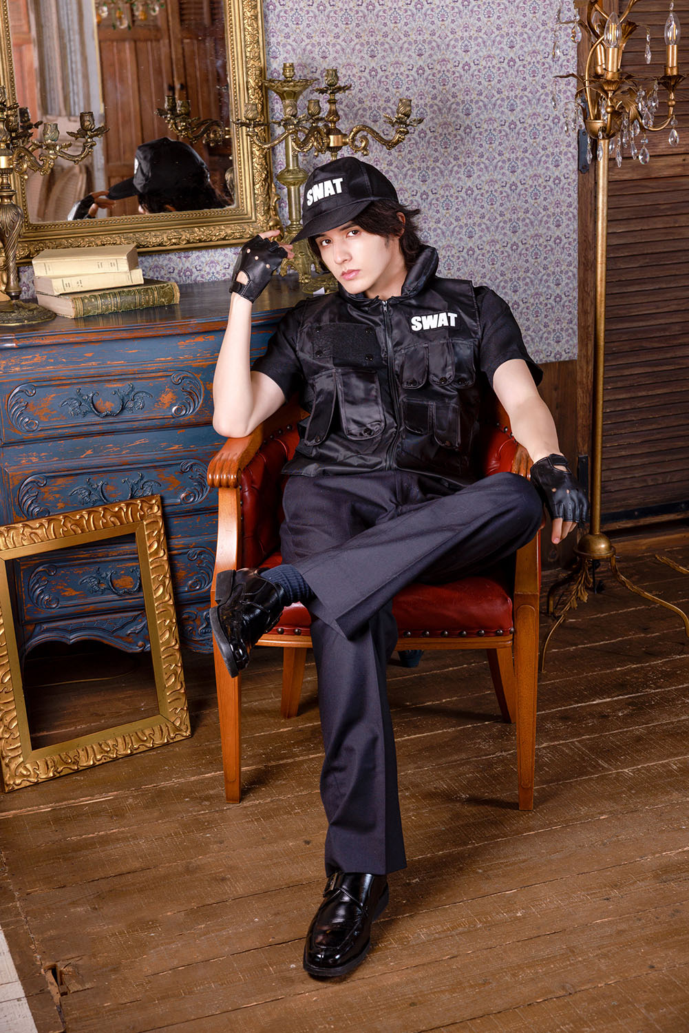 ≪スタンミさん着用≫ コスプレ 仮装 ハロウィン スピードスワット ユニセックス フリーサイズ ブラック 【クリアストーン】