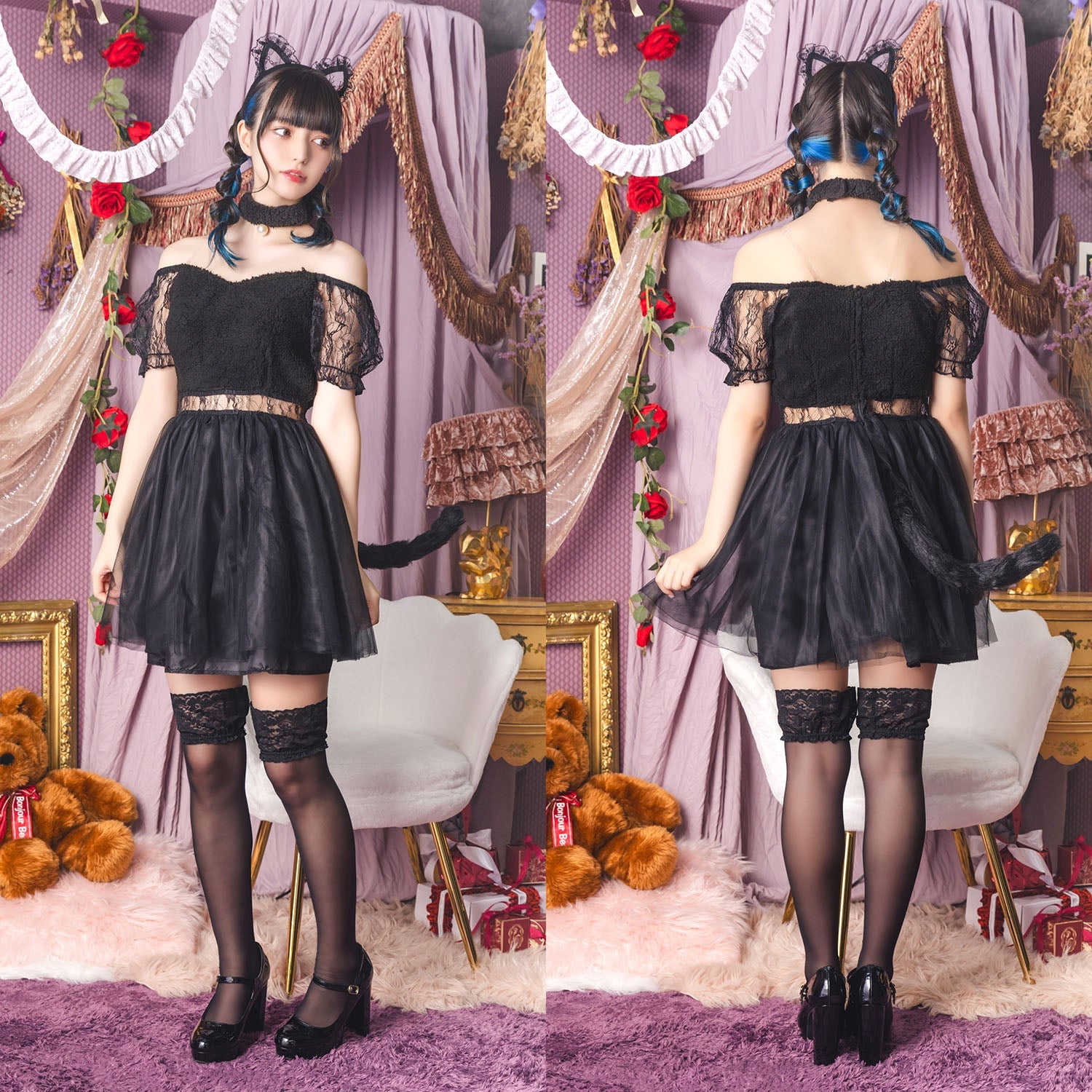 コスプレ ねこ コケティッシュガーリー ブラックレースキャット