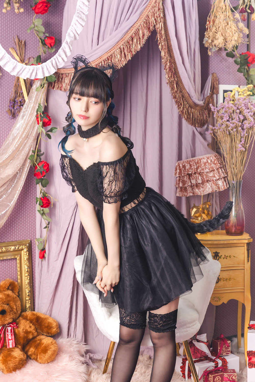 コスプレ ねこ コケティッシュガーリー ブラックレースキャット
