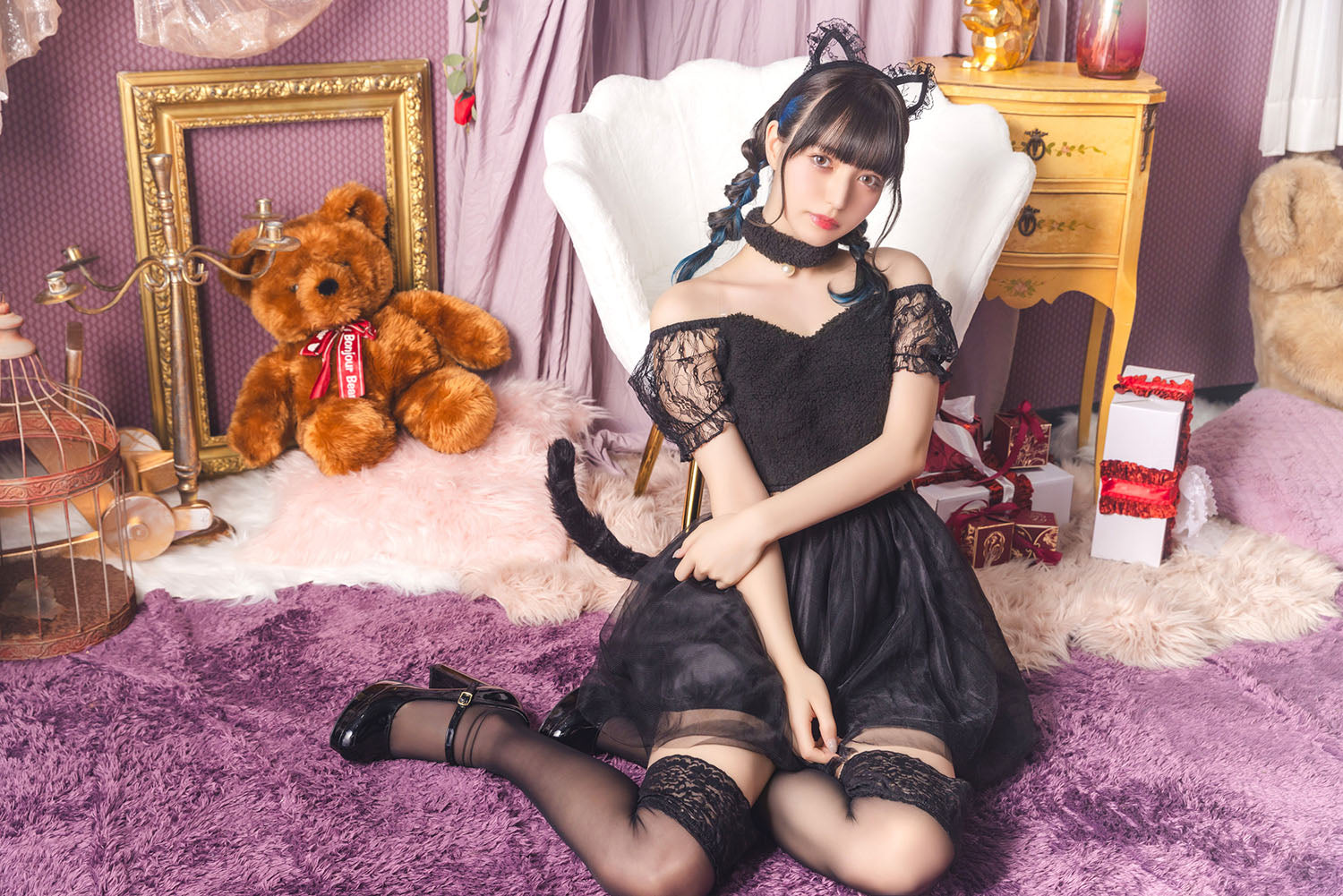 コスプレ ねこ コケティッシュガーリー ブラックレースキャット