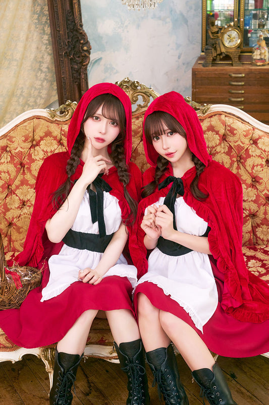 コスプレ ハロウィン 赤ずきん ローズケープガール レディース フリーサイズ レッド【クリアストーン】♡