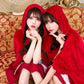 コスプレ ハロウィン 赤ずきん ローズケープガール レディース フリーサイズ レッド【クリアストーン】♡