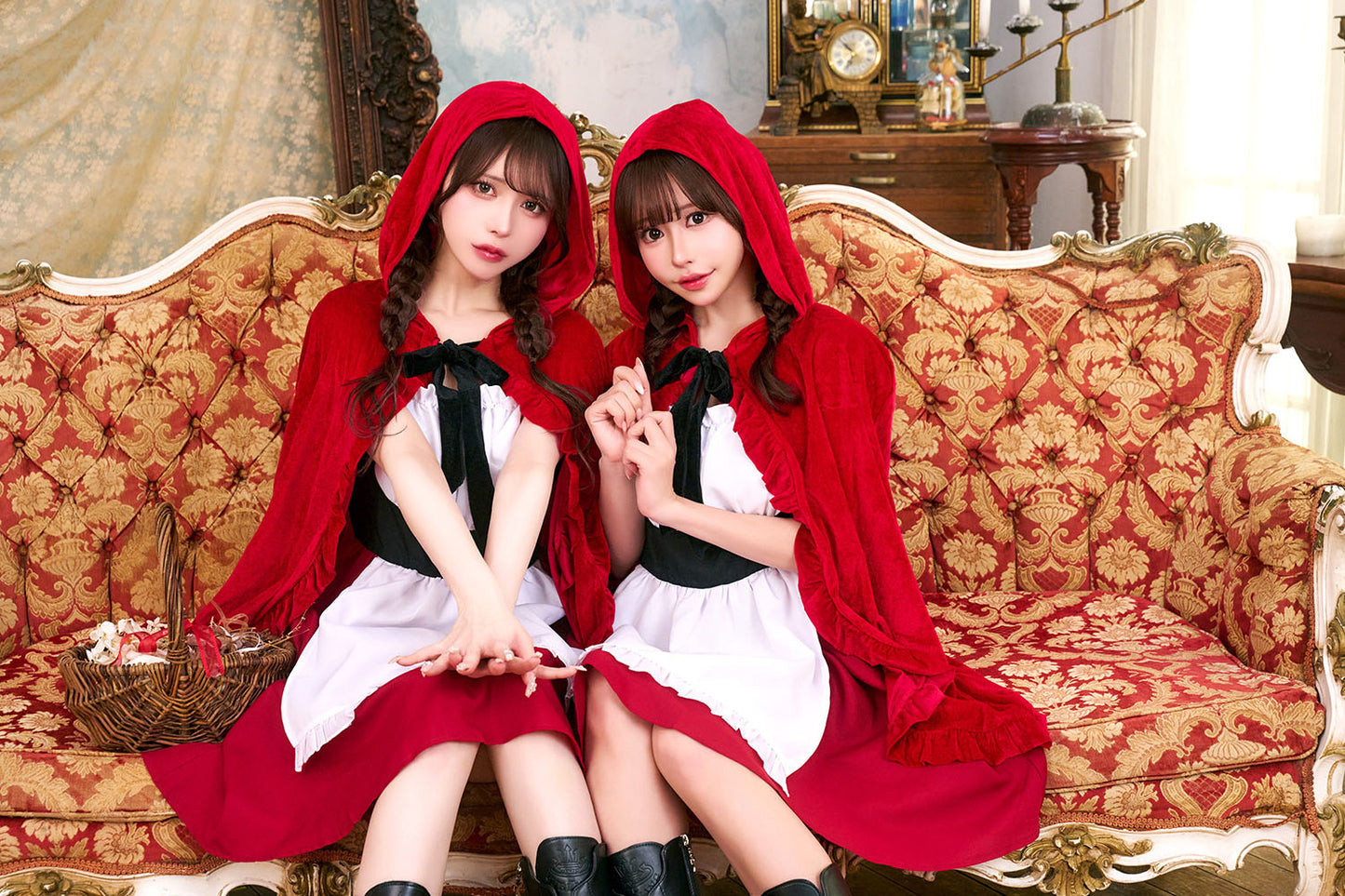 コスプレ ハロウィン 赤ずきん ローズケープガール レディース フリーサイズ レッド【クリアストーン】♡