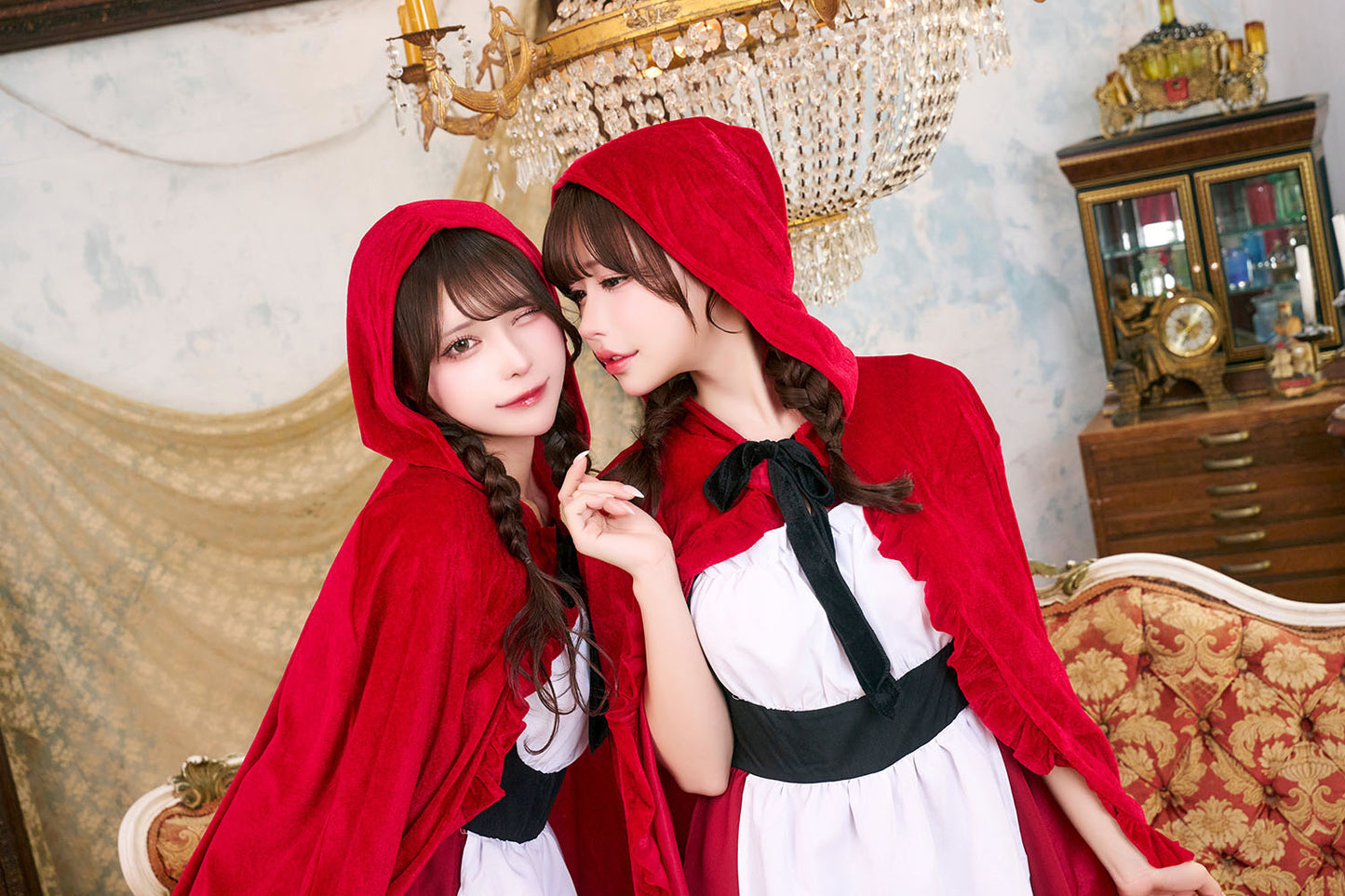 コスプレ ハロウィン 赤ずきん ローズケープガール レディース フリーサイズ レッド【クリアストーン】♡