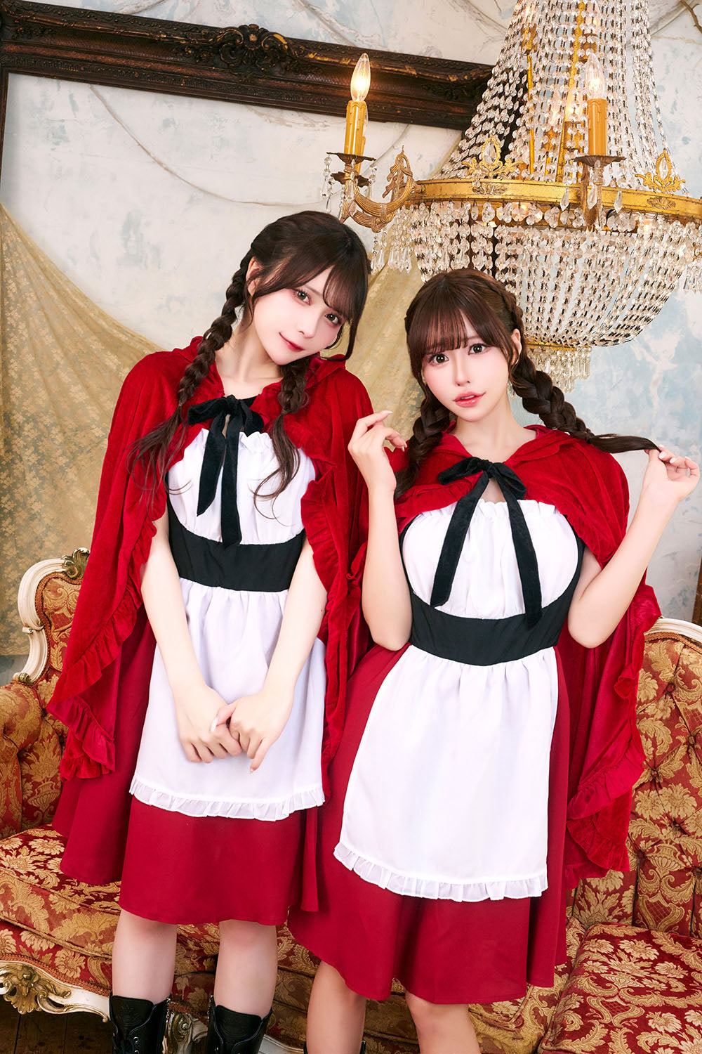 コスプレ ハロウィン 赤ずきん ローズケープガール レディース フリーサイズ レッド【クリアストーン】♡