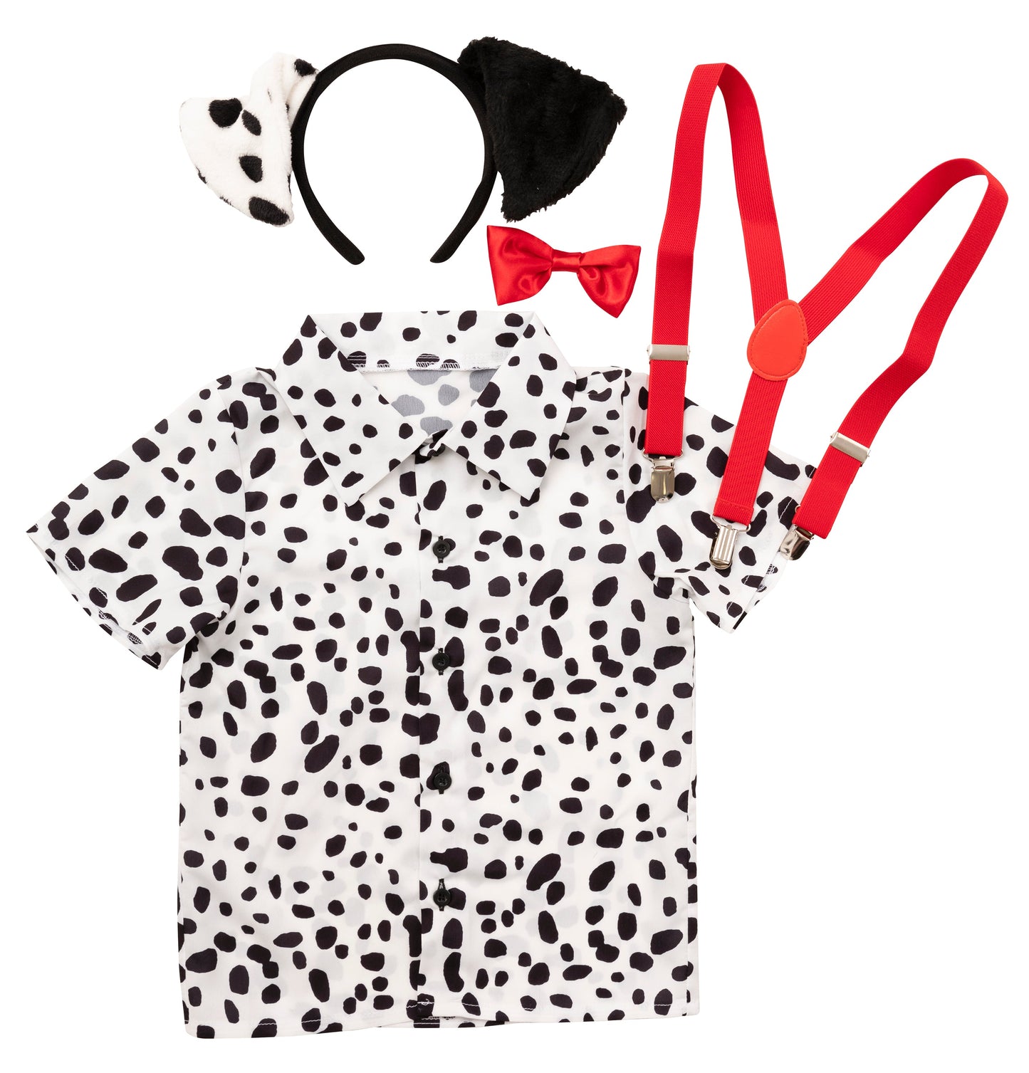 コスプレ キッズ こども ダルメシアン アニマル 動物 ハロウィン ダルメシアンシャツ 100cm/120cm/140cm ブラック ホワイト【クリアストーン】