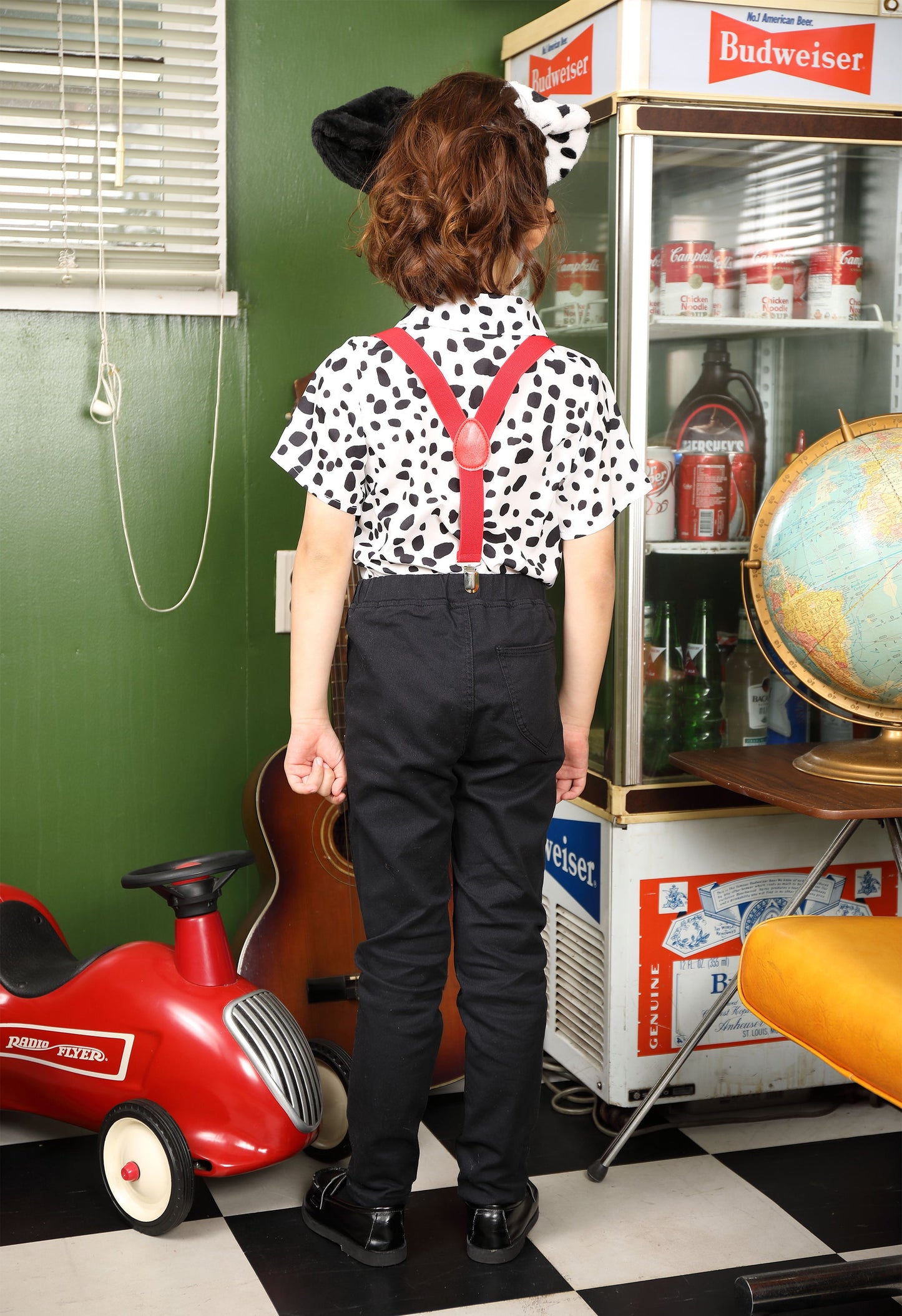 コスプレ キッズ こども ダルメシアン アニマル 動物 ハロウィン ダルメシアンシャツ 100cm/120cm/140cm ブラック ホワイト【クリアストーン】