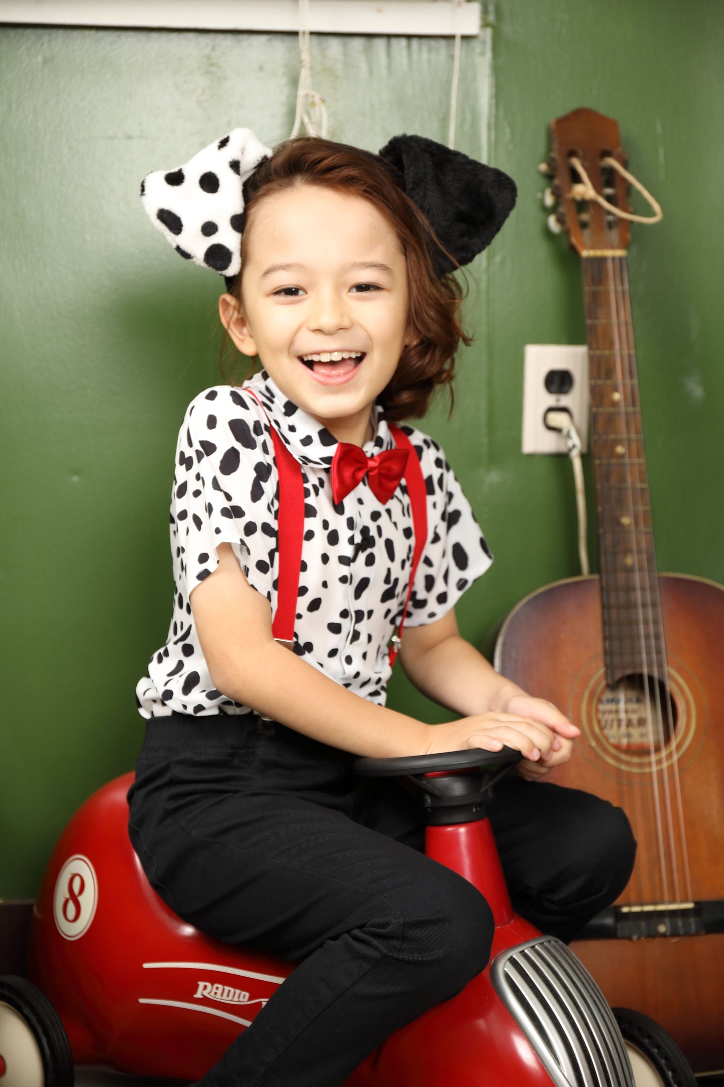 コスプレ キッズ こども ダルメシアン アニマル 動物 ハロウィン ダルメシアンシャツ 100cm/120cm/140cm ブラック ホワイト【クリアストーン】