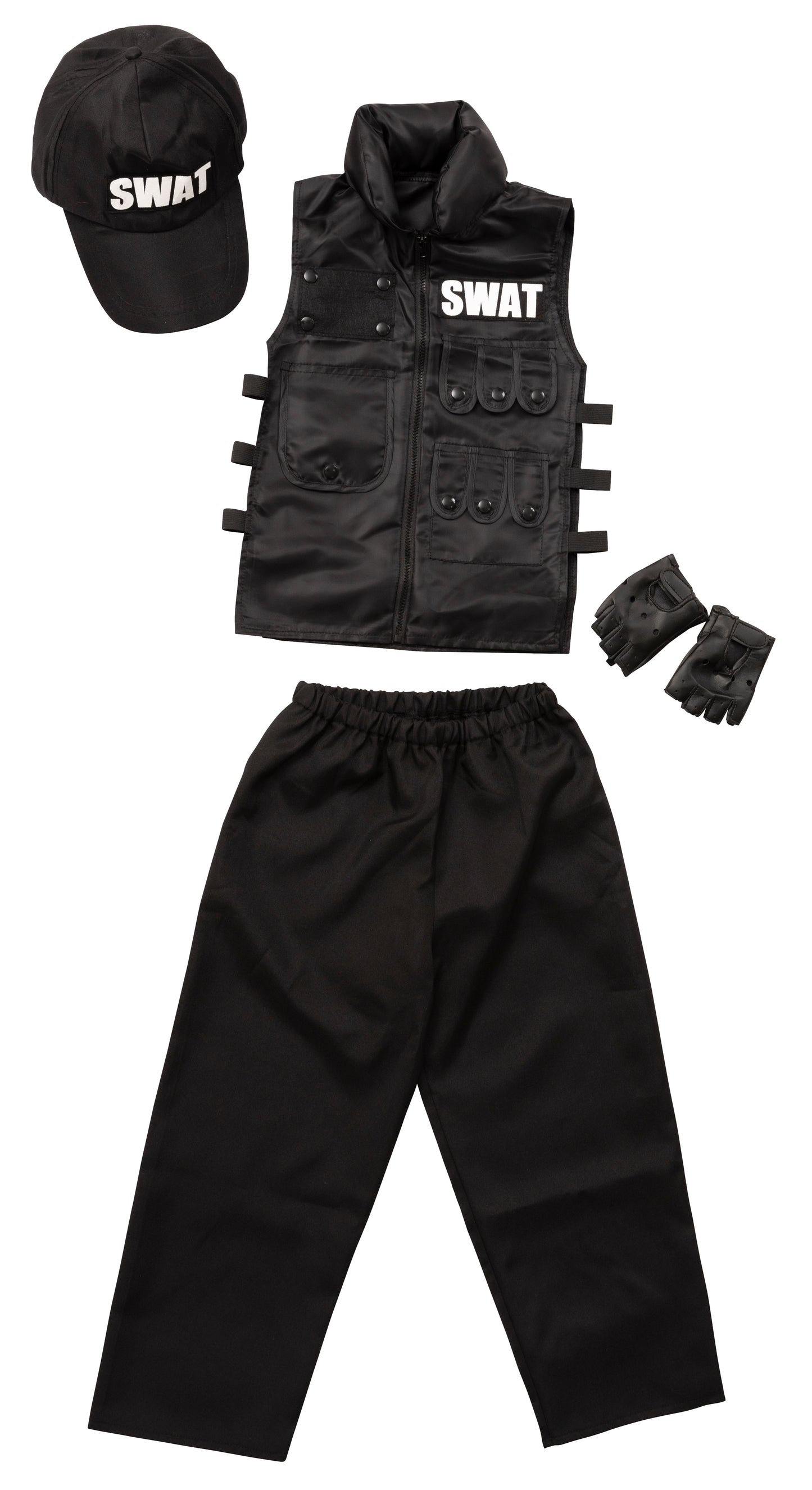 コスプレ キッズ こども スワット ハロウィン クールスワット 100cm/120cm/140cm ブラック【クリアストーン】