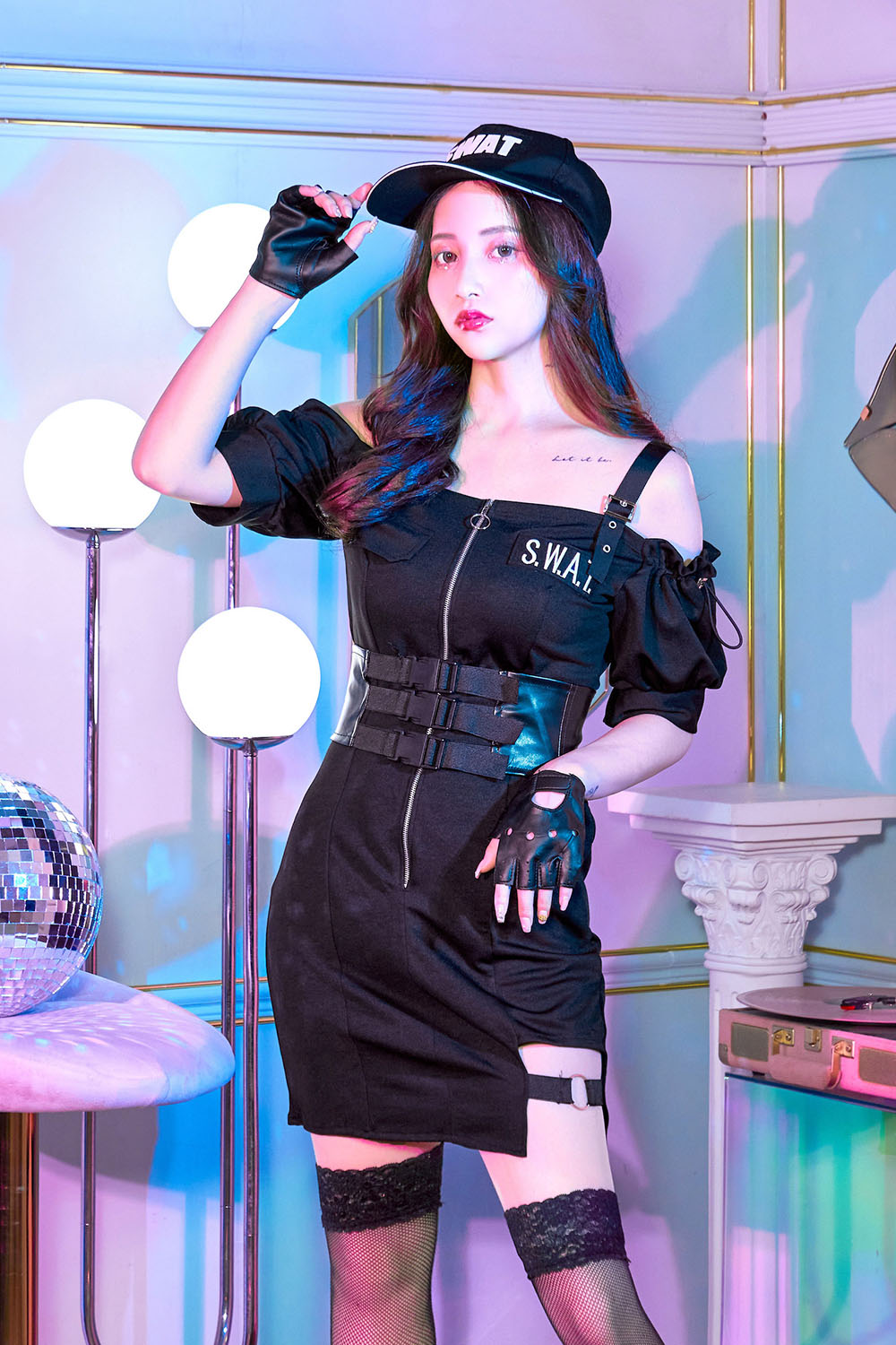 コスプレ スワット ビターブラック ガータースワット レディース フリーサイズ ブラック【クリアストーン】