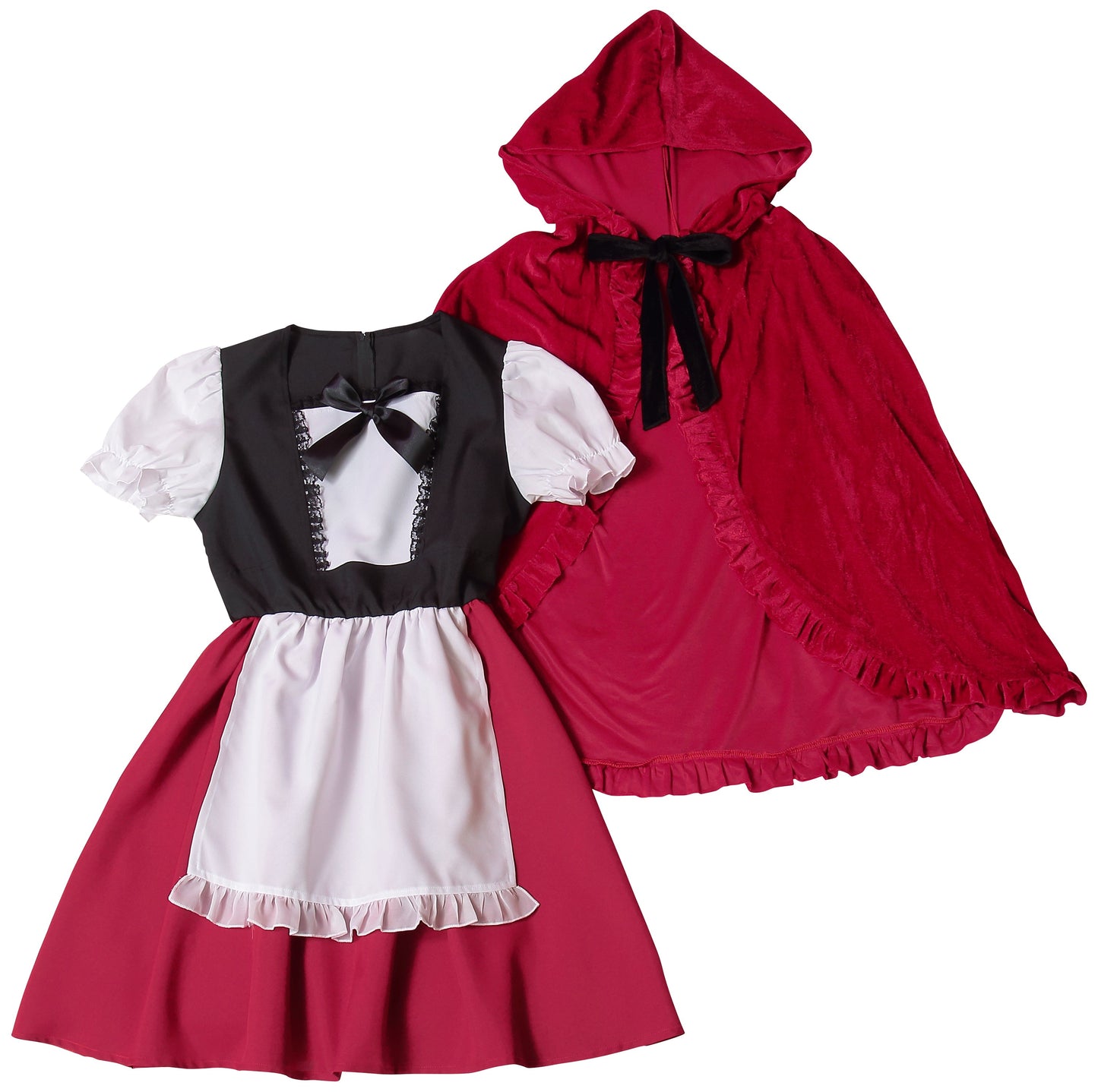 コスプレ ジュニア こども 赤ずきん COSCHU! レッドケープガール 140～150cm レッド【クリアストーン】