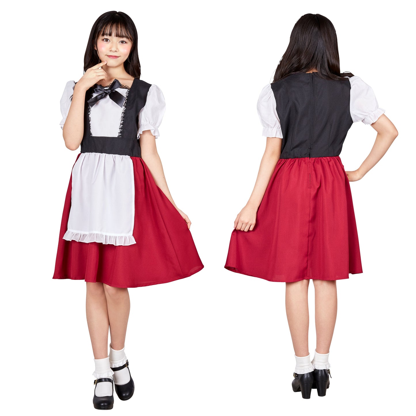 コスプレ ジュニア こども 赤ずきん COSCHU! レッドケープガール 140～150cm レッド【クリアストーン】