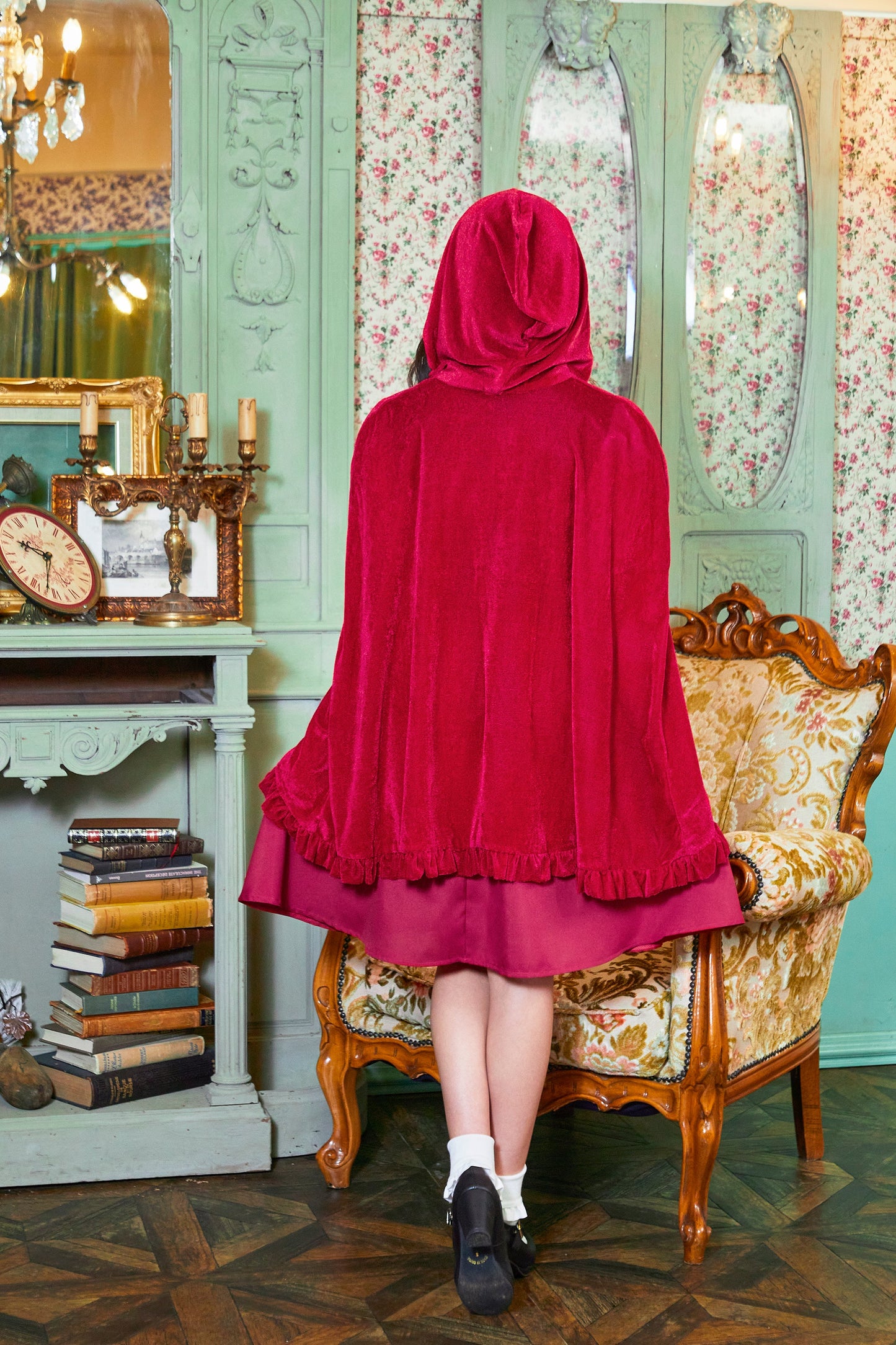 コスプレ ジュニア こども 赤ずきん COSCHU! レッドケープガール 140～150cm レッド【クリアストーン】