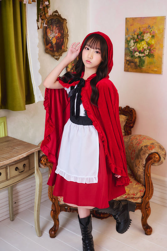コスプレ ジュニア こども 赤ずきん COSCHU! レッドケープガール 140～150cm レッド【クリアストーン】