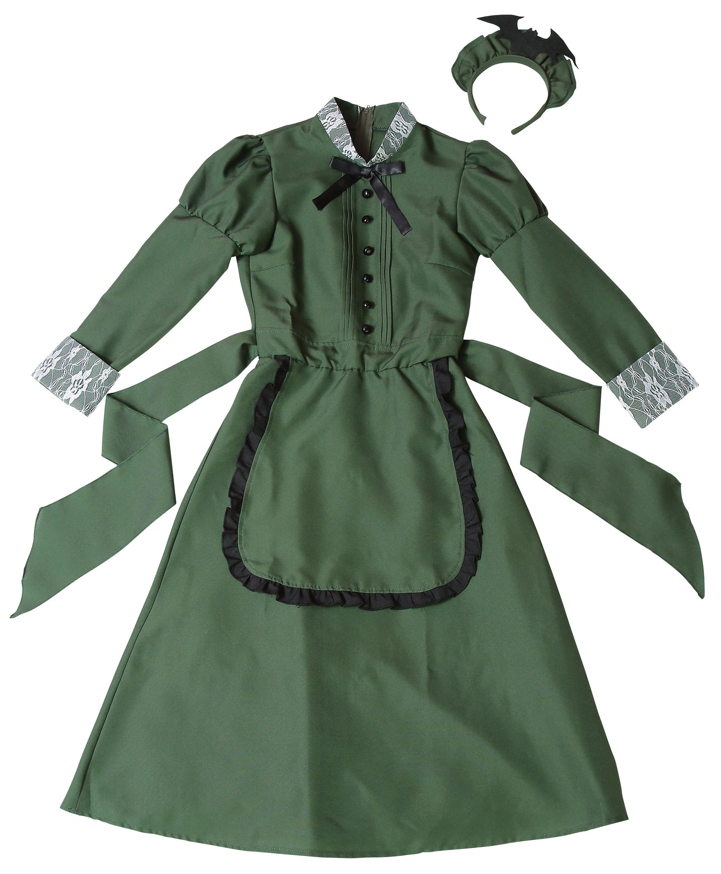 コスプレ ジュニア こども メイド COSCHU! 洋館メイド 140～150cm グリーン【クリアストーン】