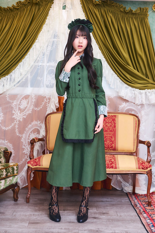 コスプレ ジュニア こども メイド COSCHU! 洋館メイド 140～150cm グリーン【クリアストーン】