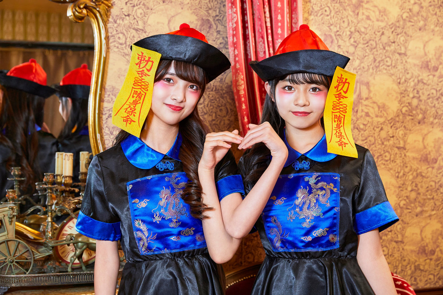 コスプレ ジュニア こども キョンシー COSCHU! キョンシーガール 140～150cm ブラック【クリアストーン】