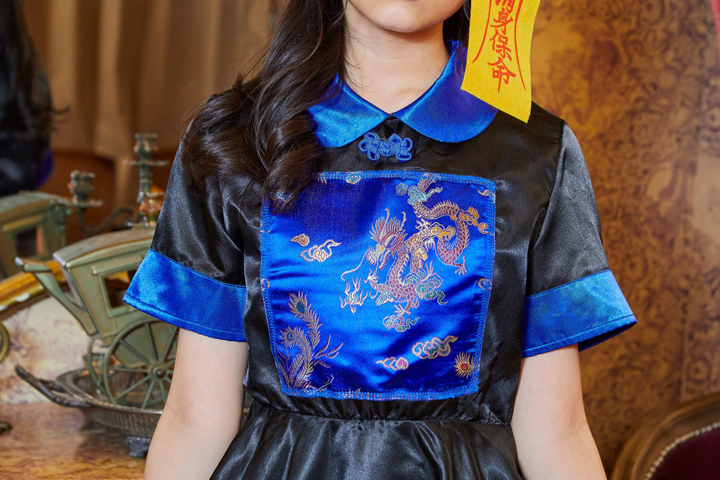 コスプレ ジュニア こども キョンシー COSCHU! キョンシーガール 140～150cm ブラック【クリアストーン】