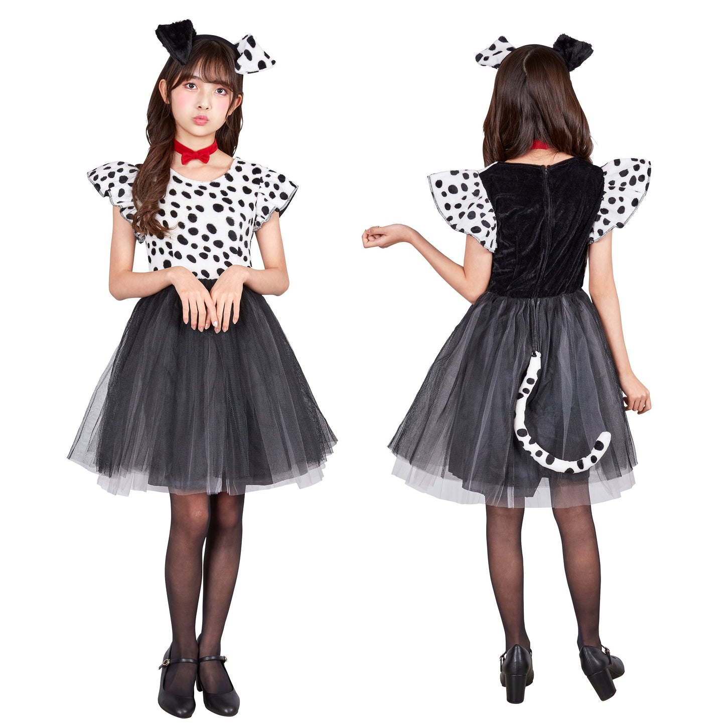 コスプレ ジュニア こども ダルメシアン COSCHU! プティダルメシアン 140～150cm ブラック【クリアストーン】