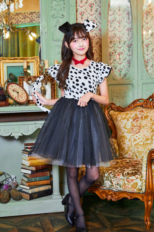 コスプレ ジュニア こども ダルメシアン COSCHU! プティダルメシアン 140～150cm ブラック【クリアストーン】