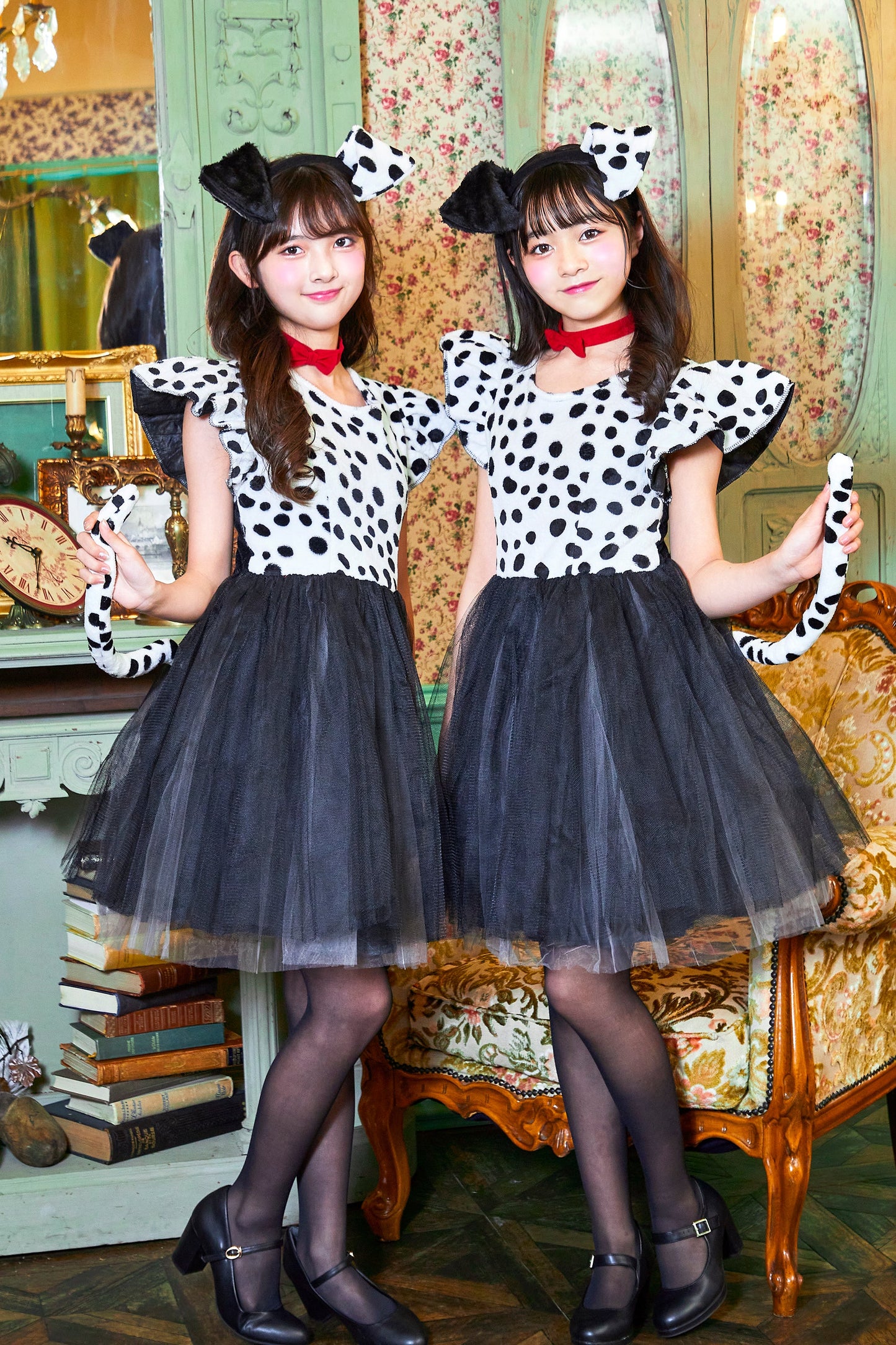 コスプレ ジュニア こども ダルメシアン COSCHU! プティダルメシアン 140～150cm ブラック【クリアストーン】