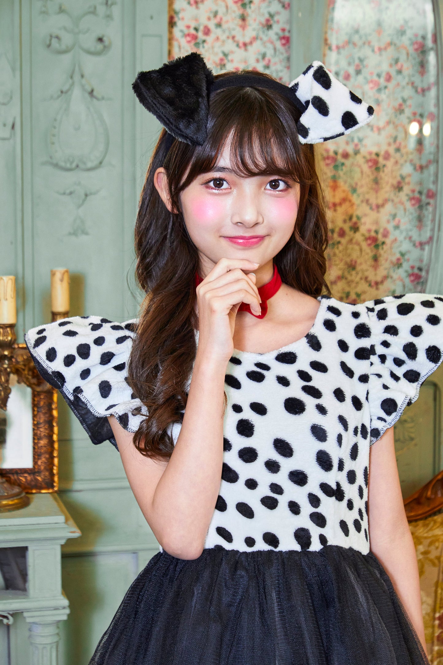 コスプレ ジュニア こども ダルメシアン COSCHU! プティダルメシアン 140～150cm ブラック【クリアストーン】