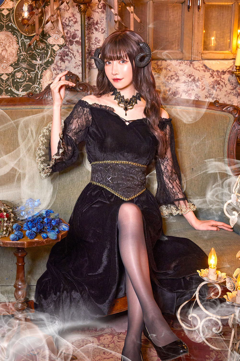 コスプレ 悪魔 ファンタジックヴィラン デモン レディース フリーサイズ ブラック【クリアストーン】