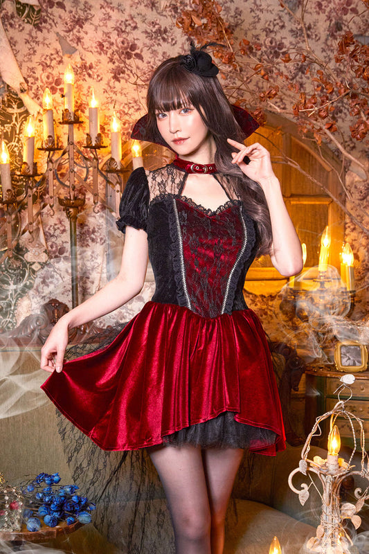 コスプレ 吸血鬼 ファンタジックヴィラン ヴァンピール レディース フリーサイズ レッド【クリアストーン】