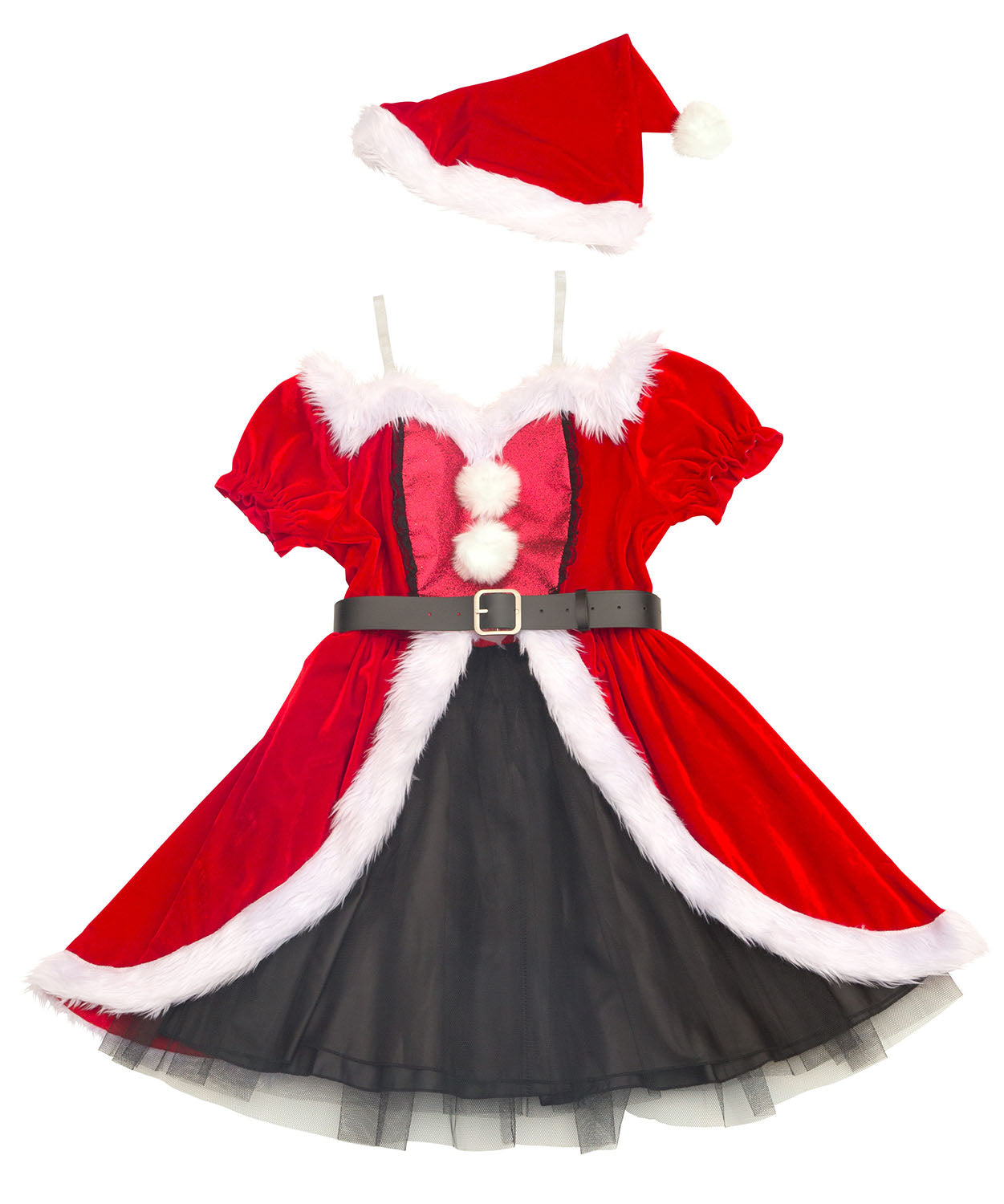 コスプレ クリスマス サンタ グランノエル グリッタードレスサンタ レディース フリーサイズ レッド【クリアストーン】♡