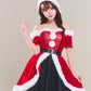 コスプレ クリスマス サンタ グランノエル グリッタードレスサンタ レディース フリーサイズ レッド【クリアストーン】♡