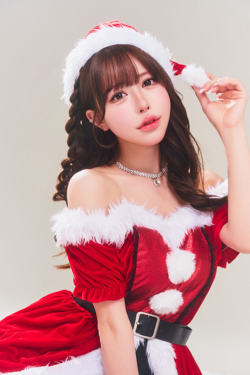 コスプレ クリスマス サンタ グランノエル グリッタードレスサンタ レディース フリーサイズ レッド【クリアストーン】♡