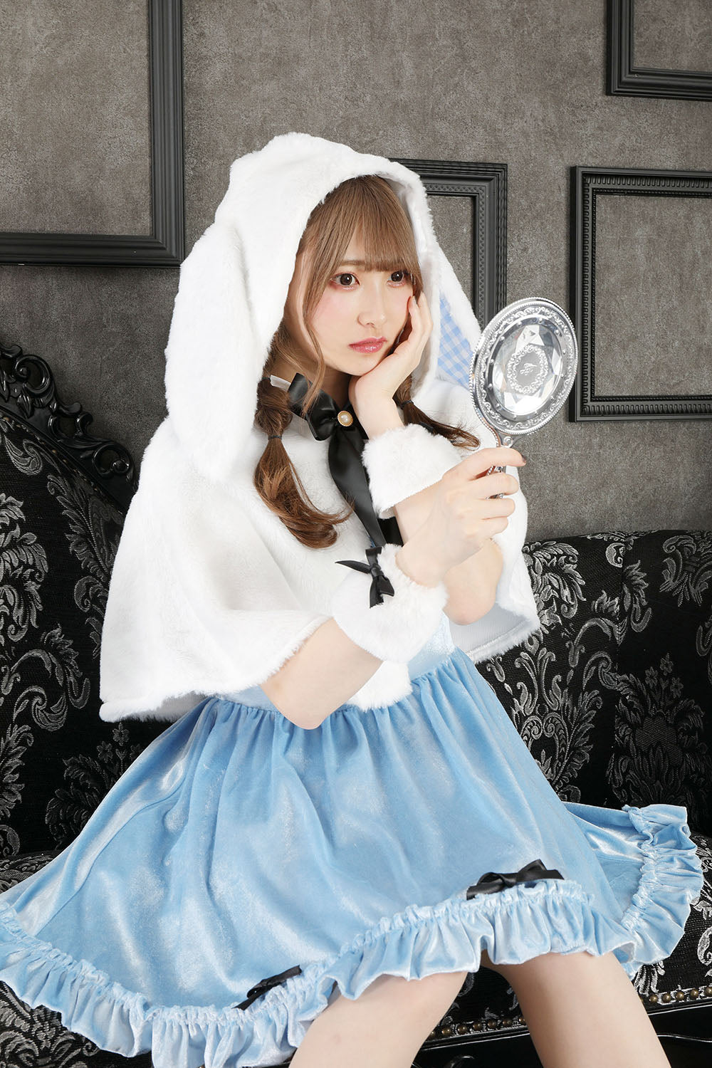 コスプレ ハロウィン うさぎ フロイマイン 清純白うさぎ レディース フリーサイズ ピンク/ブルー 【クリアストーン】