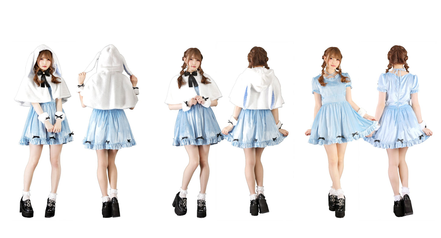 コスプレ ハロウィン うさぎ フロイマイン 清純白うさぎ レディース フリーサイズ ピンク/ブルー 【クリアストーン】