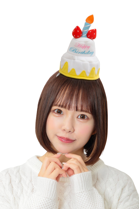 誕生日 お祝い 装飾 帽子 プティケーキハット ハッピーバースデー フリーサイズ【クリアストーン】