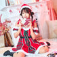 《63ANGELまいかちゃん着用》 コスプレ クリスマス サンタ チェック チェックフリルレースアップサンタ レディース フリーサイズ レッド 【クリアストーン】