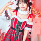 《63ANGELまいかちゃん着用》 コスプレ クリスマス サンタ チェック チェックフリルレースアップサンタ レディース フリーサイズ レッド 【クリアストーン】