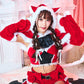 《63ANGELルミちゃん着用》 コスプレ クリスマス サンタ ねこ ねこ耳 レースアップ猫耳ケープサンタ レディース レッド 【クリアストーン】