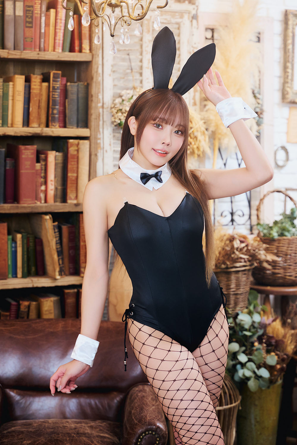 コスプレ バニーガール SecretRose レザーライクバニー レディース フリーサイズ ブラック【クリアストーン】♡