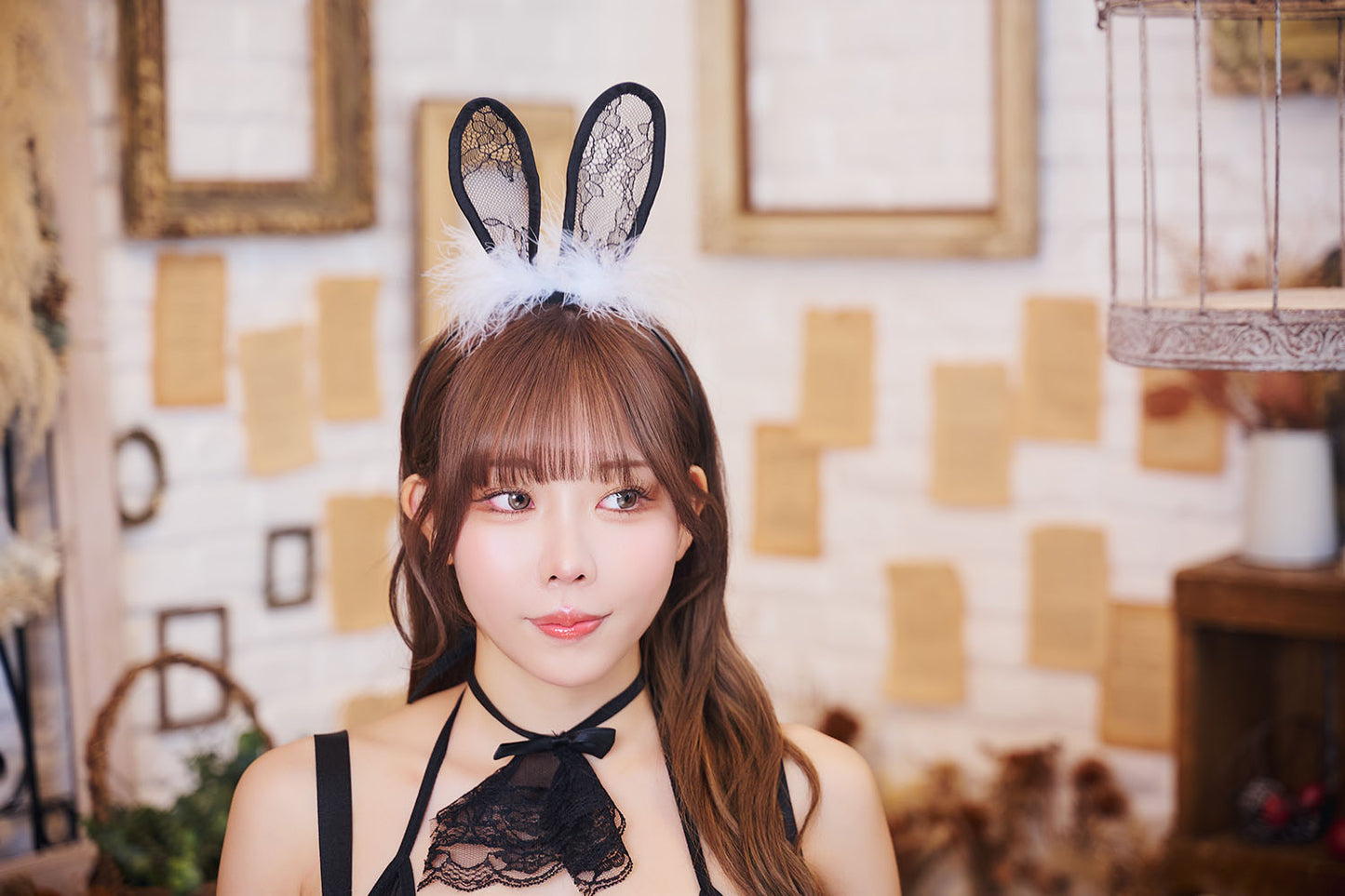 コスプレ バニーガール SecretRose ブラックサスペンダーバニー/ホワイトサスペンダーバニー レディース フリーサイズ ブラック/ホワイト【クリアストーン】♡