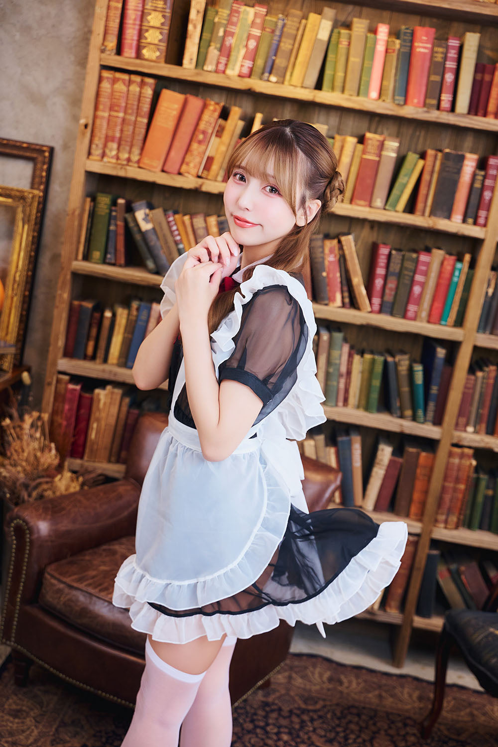 コスプレ メイド SecretRose シースルーメイド レディース フリーサイズ ブラック ホワイト【クリアストーン】♡