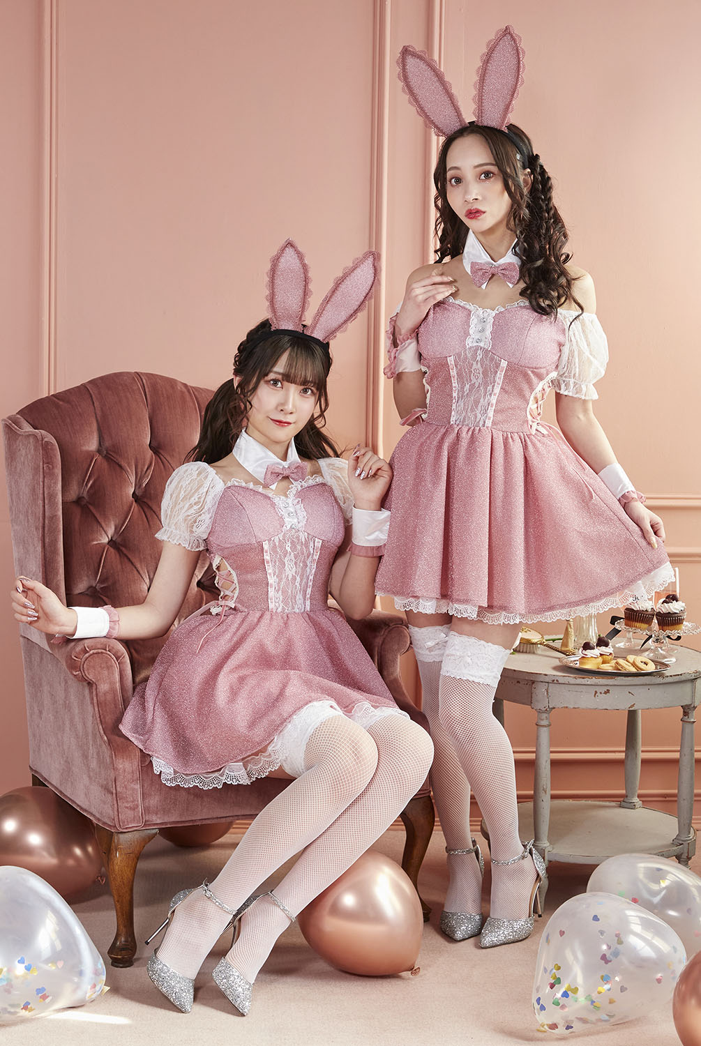 コスプレ ハロウィン うさぎ バニー リュバンミニョン トゥインクルバニー レディース フリーサイズ ピンク【クリアストーン】