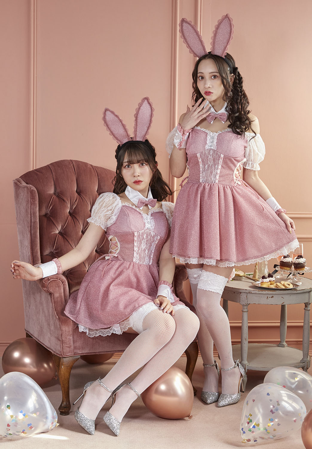 コスプレ ハロウィン うさぎ バニー リュバンミニョン トゥインクルバニー レディース フリーサイズ ピンク【クリアストーン】