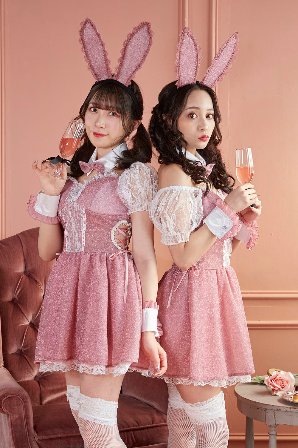 コスプレ ハロウィン うさぎ バニー リュバンミニョン トゥインクルバニー レディース フリーサイズ ピンク【クリアストーン】